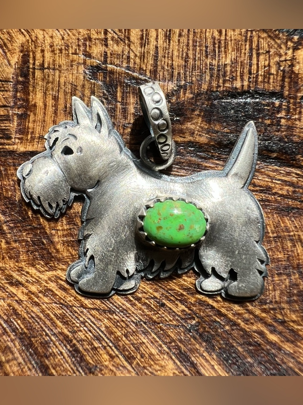 Sonoran Gold Turquoise Scottish Terrier Pendant Sterling Silver Scottie Dog